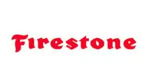 Firestone logo in bold red text, representing the tire and rubber company brand.
