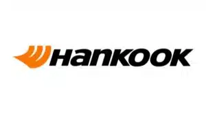 Hankook logo featuring bold black text and an orange symbol, representing global tire manufacturer branding.